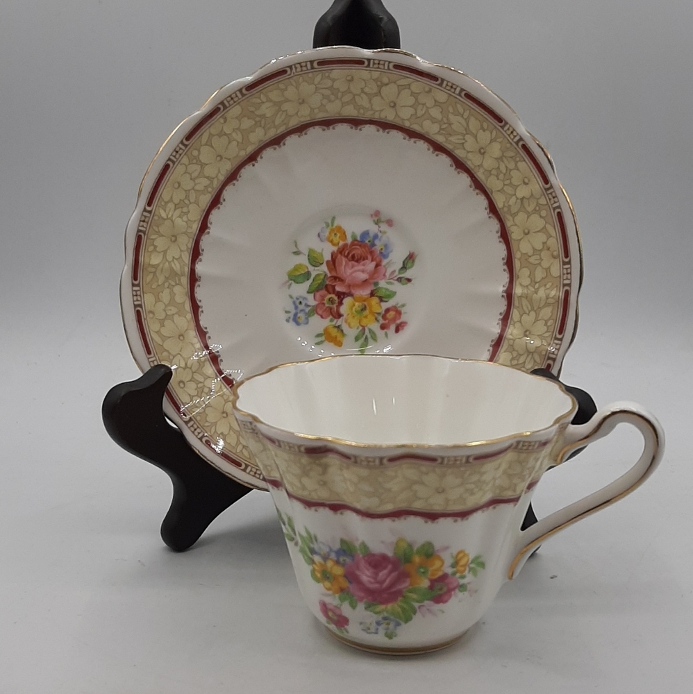 Vintage Gladstone Gold Tea Cup and Saucer Bone China Made in England